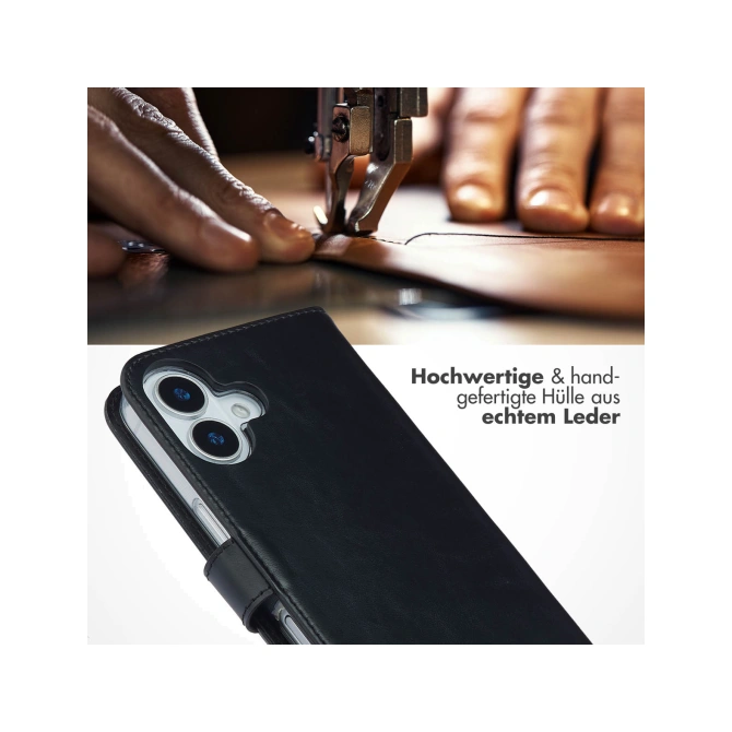 Selencia Echt Leren Bookcase Apple iPhone 17 - Zwart
