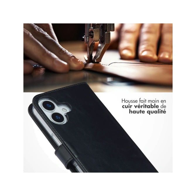 Selencia Echt Leren Bookcase Apple iPhone 17 - Zwart