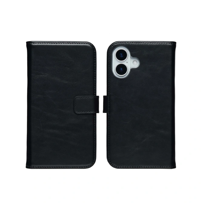 Selencia Echt Leren Bookcase Apple iPhone 17 - Zwart