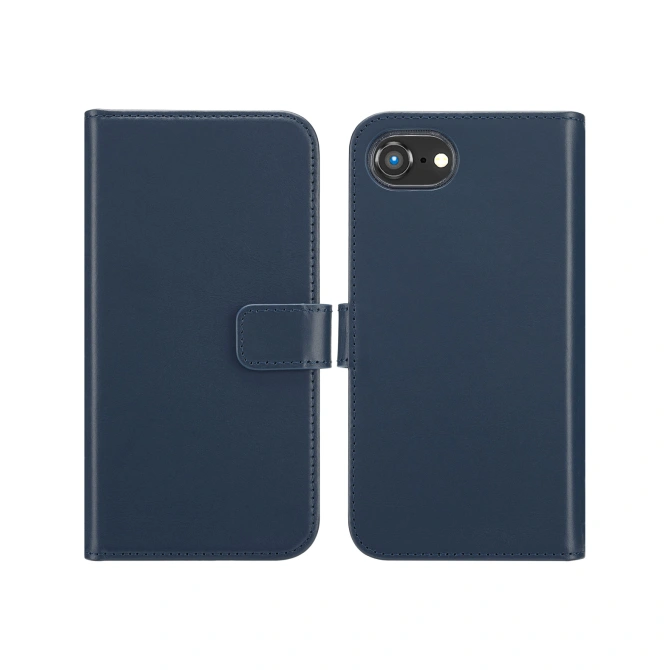 Selencia Echt Leren Bookcase Apple iPhone 17e / 16e - Blauw