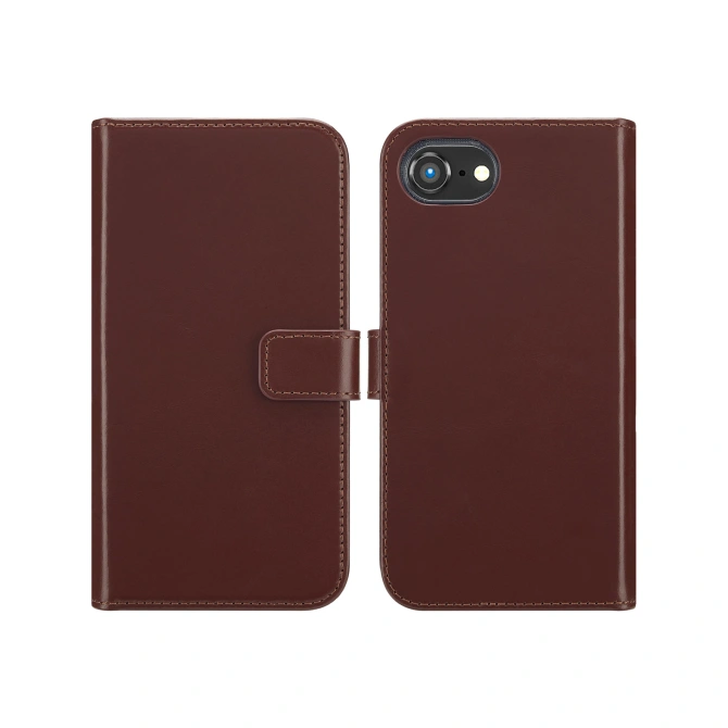 Selencia Echt Leren Bookcase Apple iPhone 17e / 16e - Bruin