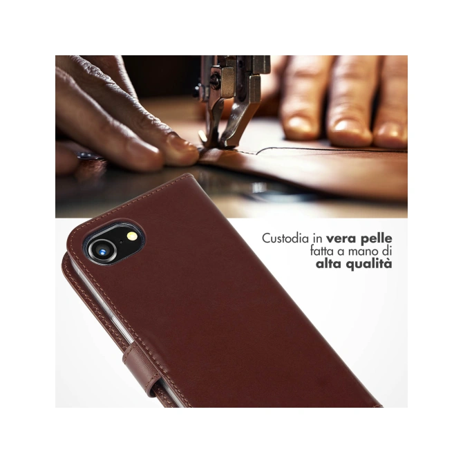 Selencia Echt Leren Bookcase Apple iPhone 17e / 16e - Bruin