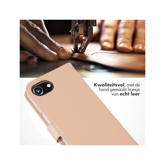 Selencia Echt Leren Bookcase Apple iPhone 17e / 16e - Dusty Pink