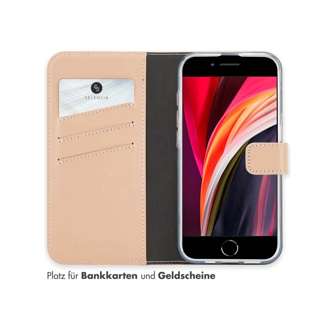 Selencia Echt Leren Bookcase Apple iPhone 17e / 16e - Dusty Pink