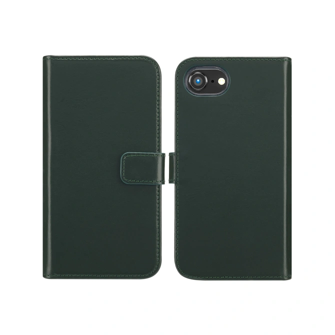 Selencia Echt Leren Bookcase Apple iPhone 17e / 16e - Groen