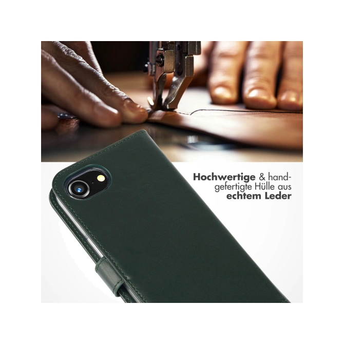 Selencia Echt Leren Bookcase Apple iPhone 17e / 16e - Groen