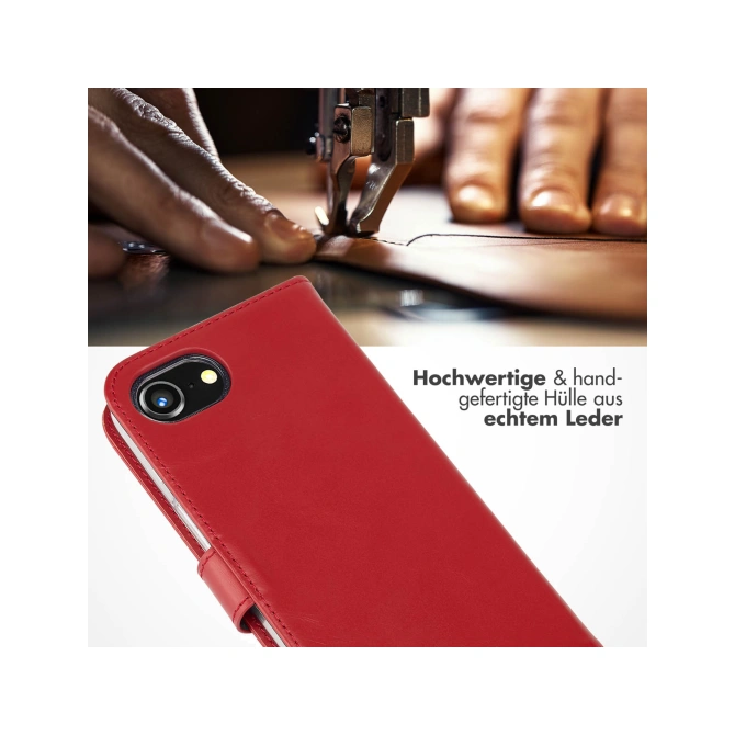 Selencia Echt Leren Bookcase Apple iPhone 17e / 16e - Rood
