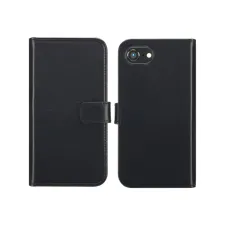 Selencia Echt Leren Bookcase Apple iPhone 17e / 16e - Zwart