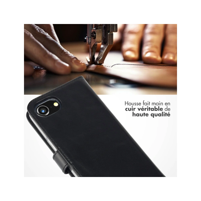 Selencia Echt Leren Bookcase Apple iPhone 17e / 16e - Zwart