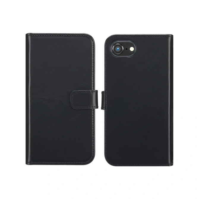 Selencia Echt Leren Bookcase Apple iPhone 17e / 16e - Zwart