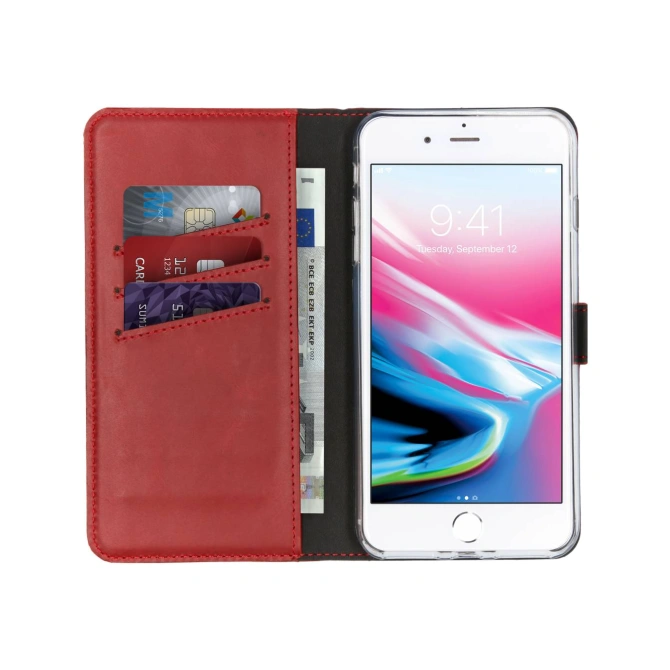 Selencia Echt Leren Bookcase Apple iPhone 8 Plus / 7 Plus - Rood
