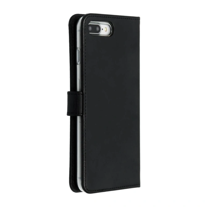 Selencia Echt Leren Bookcase Apple iPhone 8 Plus / 7 Plus - Zwart