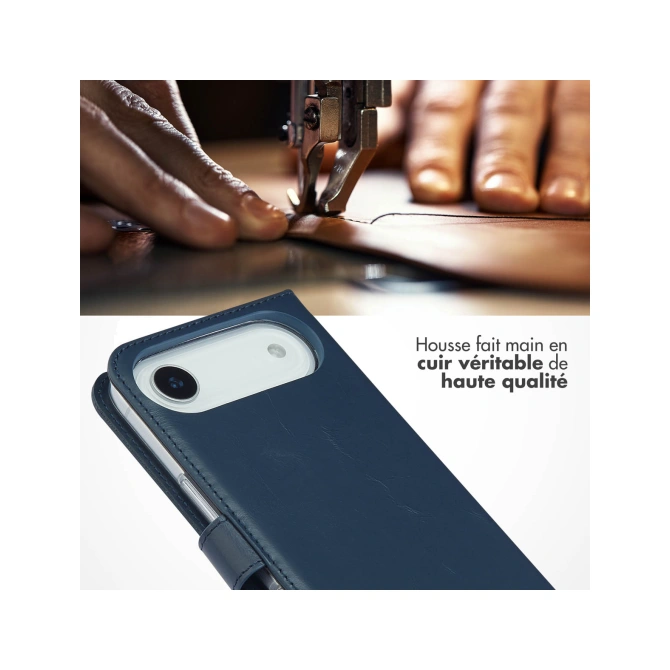 Selencia Echt Leren Bookcase Apple iPhone Air - Blauw