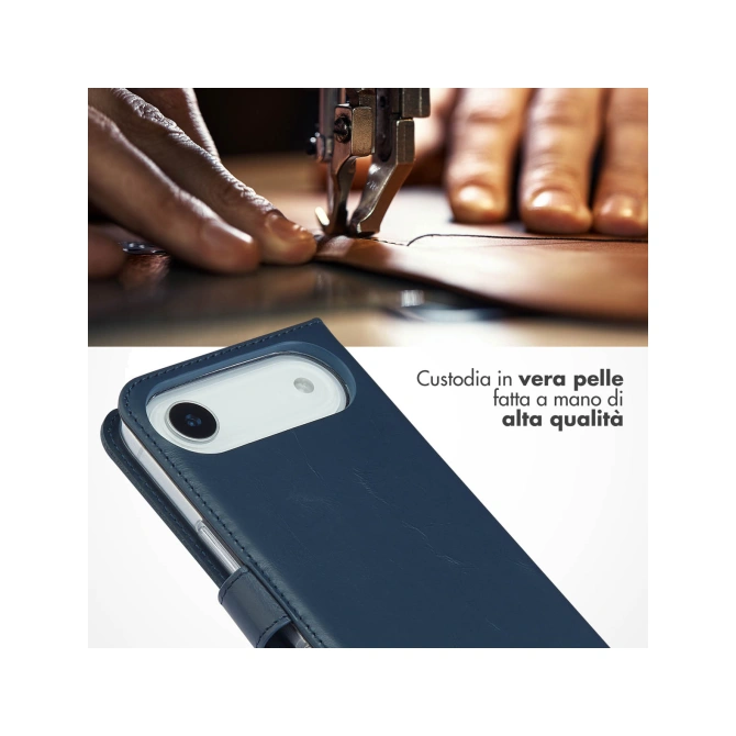 Selencia Echt Leren Bookcase Apple iPhone Air - Blauw