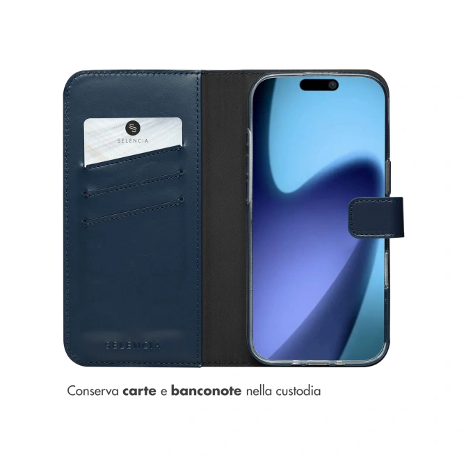 Selencia Echt Leren Bookcase Apple iPhone Air - Blauw