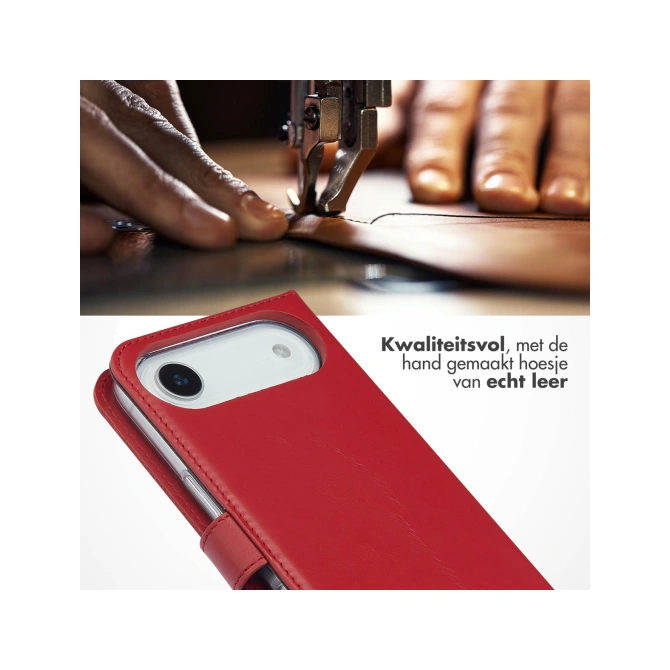 Selencia Echt Leren Bookcase Apple iPhone Air - Rood