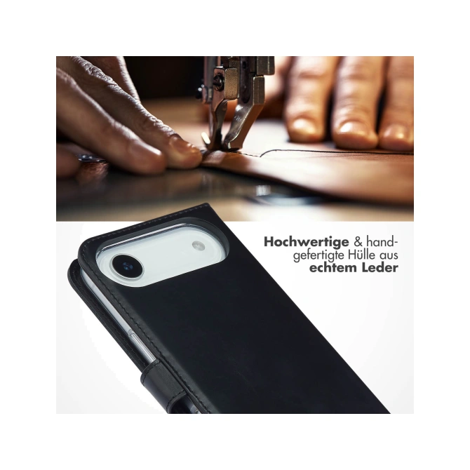 Selencia Echt Leren Bookcase Apple iPhone Air - Zwart
