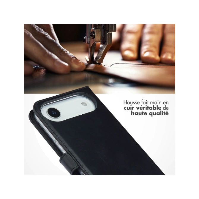 Selencia Echt Leren Bookcase Apple iPhone Air - Zwart