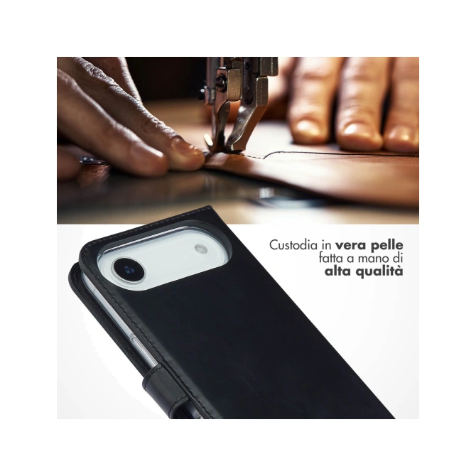 Selencia Echt Leren Bookcase Apple iPhone Air - Zwart