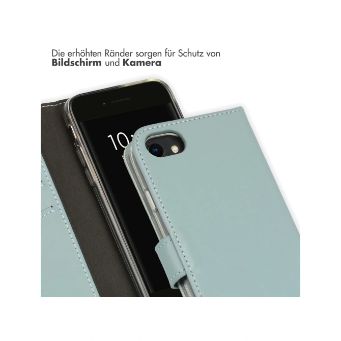 Selencia Echt Leren Bookcase Apple iPhone SE (2022 / 2020) / 8 / 7 / 6(s) - Air Blue