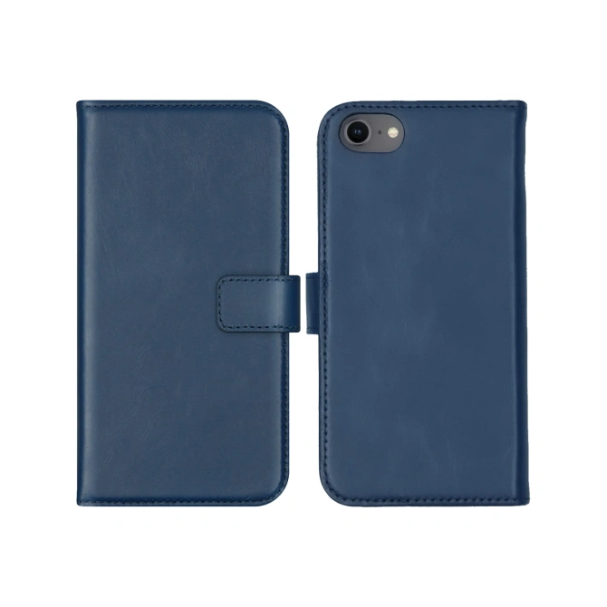 Selencia Echt Leren Bookcase Apple iPhone SE (2022 / 2020) / 8 / 7 / 6(s) - Blauw