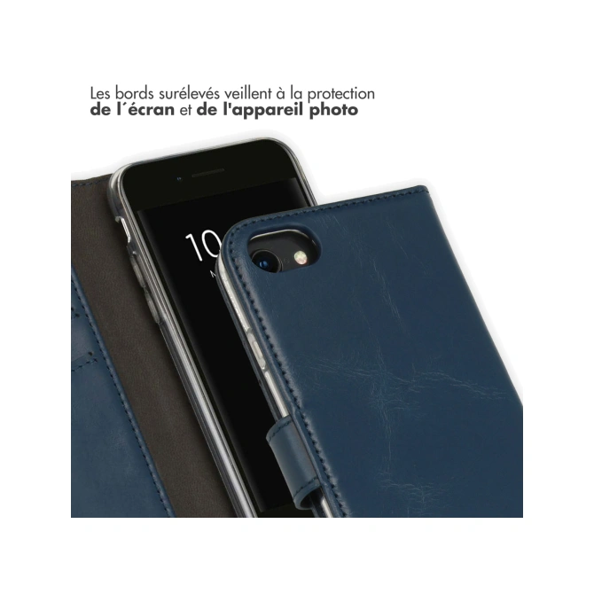 Selencia Echt Leren Bookcase Apple iPhone SE (2022 / 2020) / 8 / 7 / 6(s) - Blauw