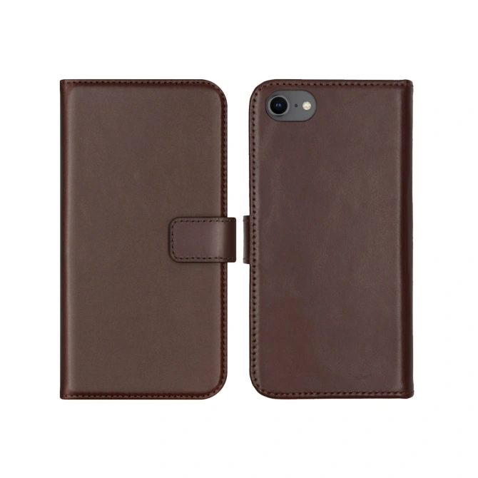 Selencia Echt Leren Bookcase Apple iPhone SE (2022 / 2020) / 8 / 7 / 6(s) - Bruin