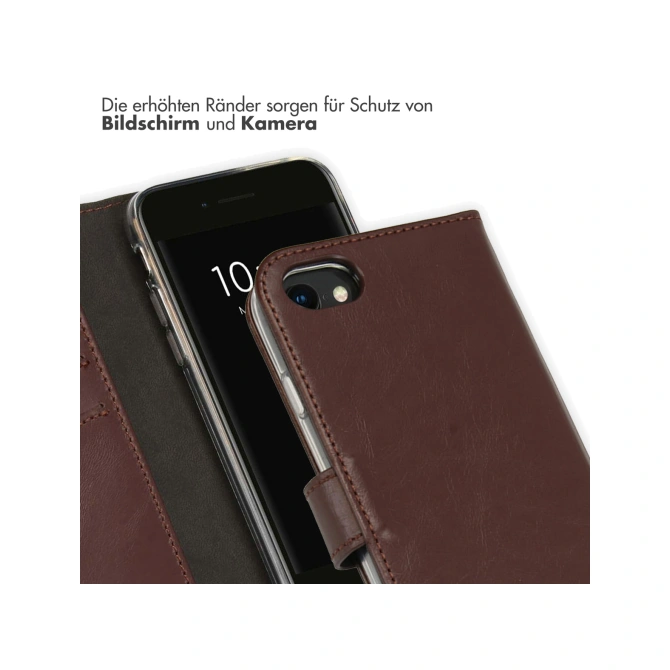 Selencia Echt Leren Bookcase Apple iPhone SE (2022 / 2020) / 8 / 7 / 6(s) - Bruin