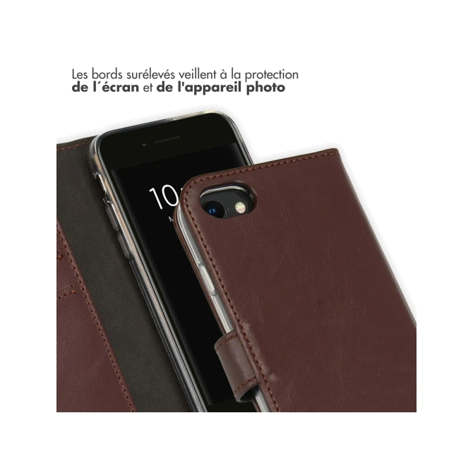Selencia Echt Leren Bookcase Apple iPhone SE (2022 / 2020) / 8 / 7 / 6(s) - Bruin