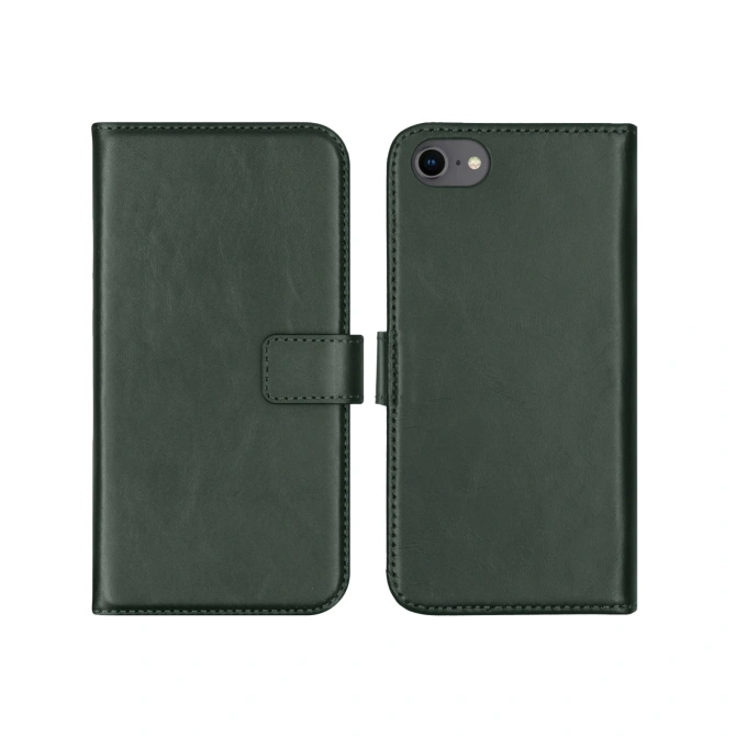 Selencia Echt Leren Bookcase Apple iPhone SE (2022 / 2020) / 8 / 7 / 6(s) - Groen