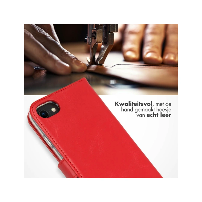 Selencia Echt Leren Bookcase Apple iPhone SE (2022 / 2020) / 8 / 7 / 6(s) - Rood