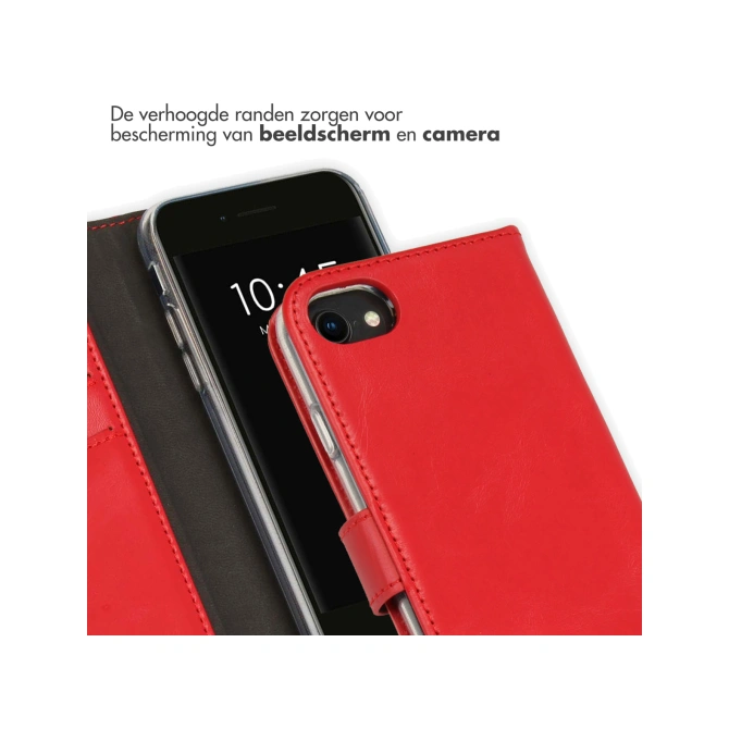 Selencia Echt Leren Bookcase Apple iPhone SE (2022 / 2020) / 8 / 7 / 6(s) - Rood