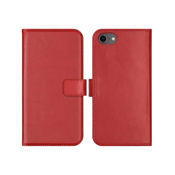 Selencia Echt Leren Bookcase Apple iPhone SE (2022 / 2020) / 8 / 7 / 6(s) - Rood
