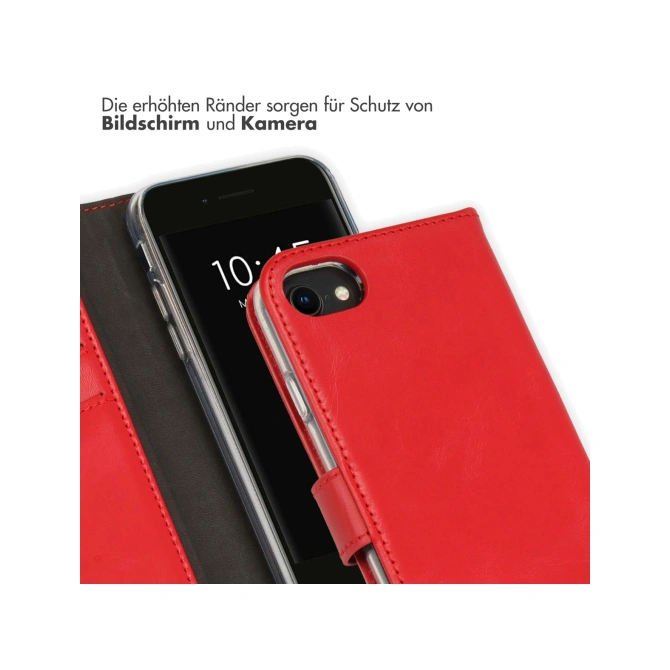 Selencia Echt Leren Bookcase Apple iPhone SE (2022 / 2020) / 8 / 7 / 6(s) - Rood