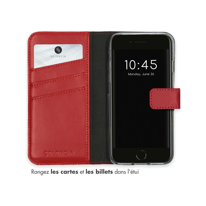 Selencia Echt Leren Bookcase Apple iPhone SE (2022 / 2020) / 8 / 7 / 6(s) - Rood