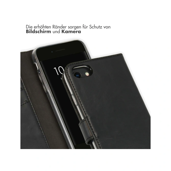 Selencia Echt Leren Bookcase Apple iPhone SE (2022 / 2020) / 8 / 7 / 6(s) - Zwart