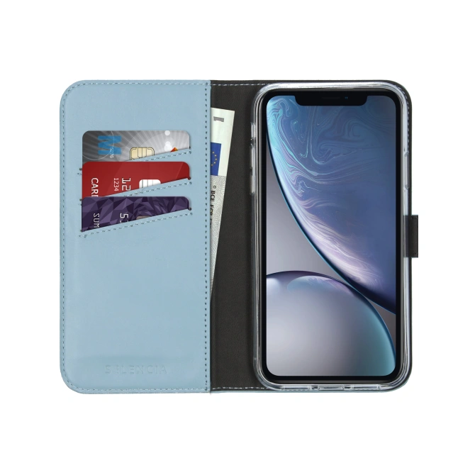 Selencia Echt Leren Bookcase Apple iPhone Xr - Air Blue