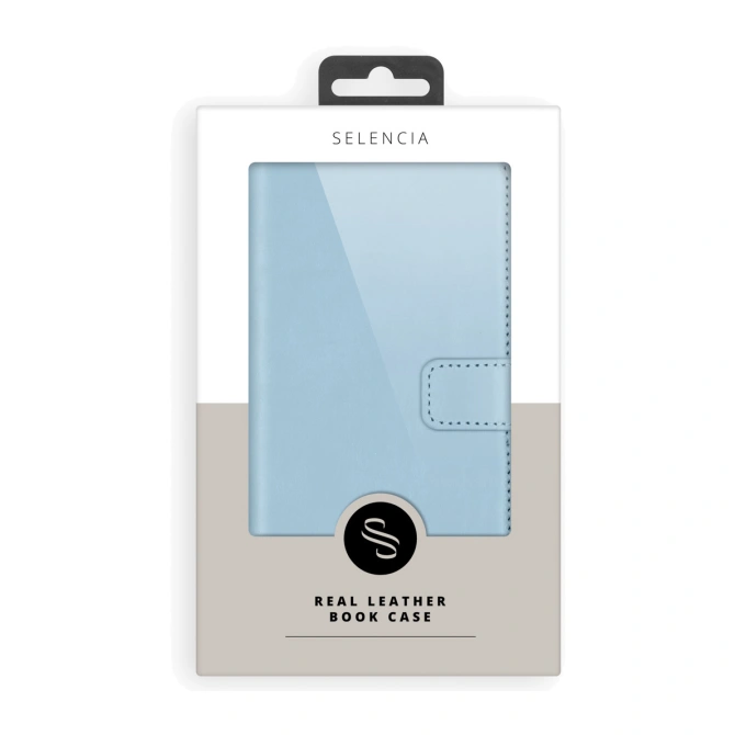 Selencia Echt Leren Bookcase Apple iPhone Xr - Air Blue