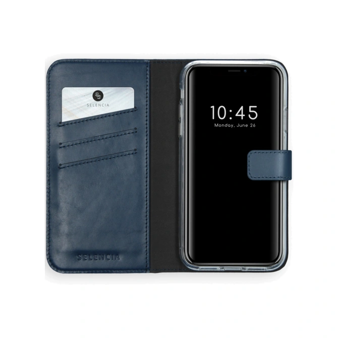 Selencia Echt Leren Bookcase Apple iPhone Xr - Blauw