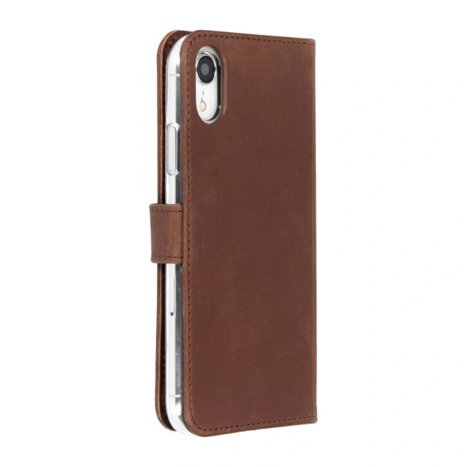 Selencia Echt Leren Bookcase Apple iPhone Xr - Donkerbruin