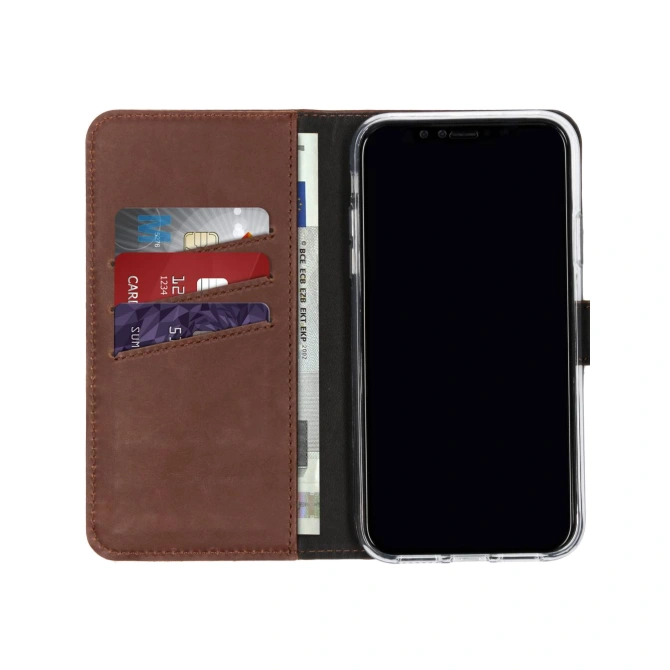 Selencia Echt Leren Bookcase Apple iPhone Xr - Donkerbruin
