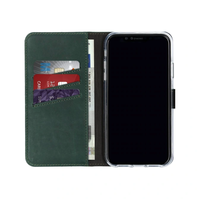 Selencia Echt Leren Bookcase Apple iPhone Xr - Groen