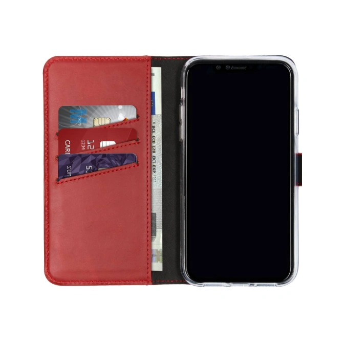 Selencia Echt Leren Bookcase Apple iPhone Xr - Rood