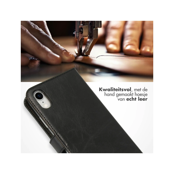 Selencia Echt Leren Bookcase Apple iPhone Xr - Zwart