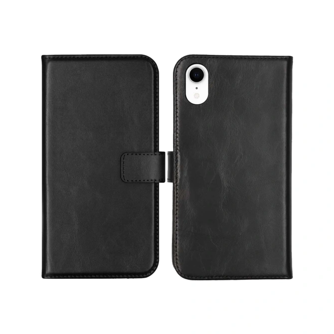 Selencia Echt Leren Bookcase Apple iPhone Xr - Zwart