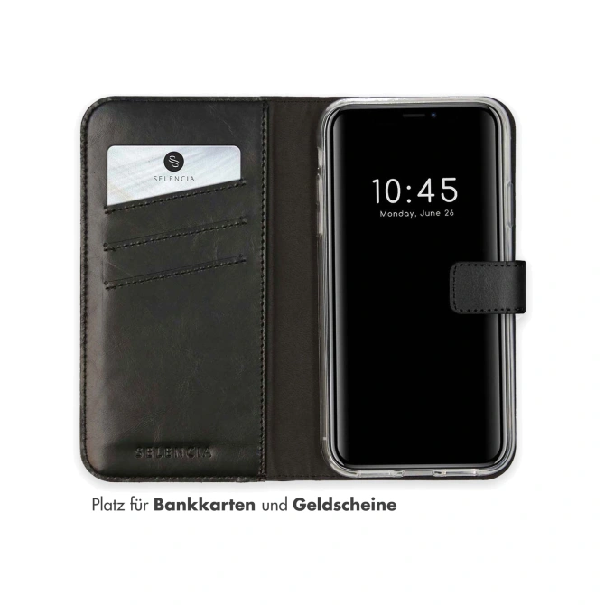 Selencia Echt Leren Bookcase Apple iPhone Xr - Zwart