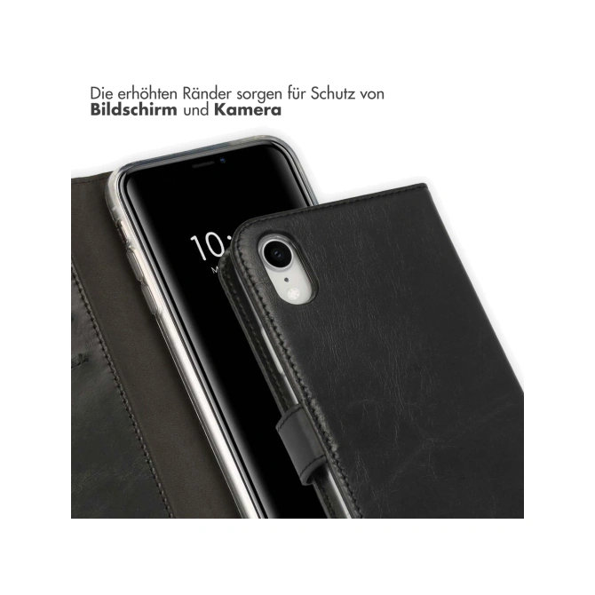 Selencia Echt Leren Bookcase Apple iPhone Xr - Zwart