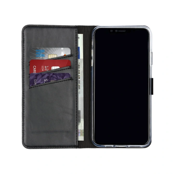 Selencia Echt Leren Bookcase Apple iPhone Xs Max - Zwart
