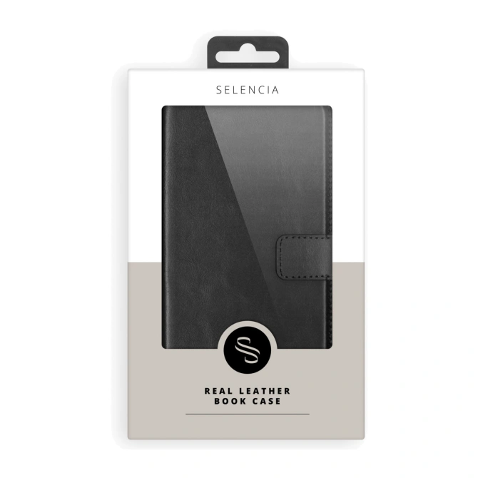 Selencia Echt Leren Bookcase Apple iPhone Xs Max - Zwart