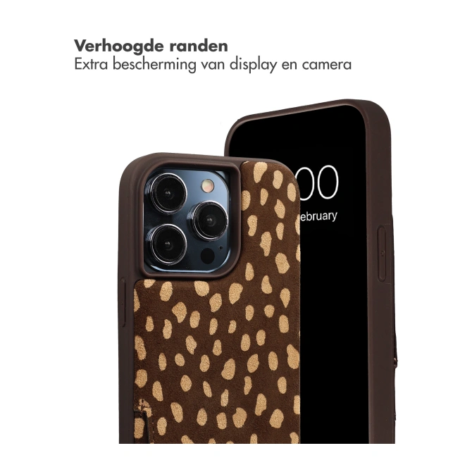 Selencia Nova Real Leather Backcover met Koord en Pashouder Apple iPhone 13 Pro - Fawn Chic